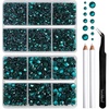 image:imageBEADSLAND Hotfix Rhinestones 6080PCS AB Rhinestones for Clothes Crafts Mixed 6 Sizes with Wax Pencil and Tweezers Kit SS6SS30 Crystal ABBlue Zircon