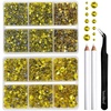 image:imageBEADSLAND Hotfix Rhinestones 6080PCS AB Rhinestones for Clothes Crafts Mixed 6 Sizes with Wax Pencil and Tweezers Kit SS6SS30 Crystal ABCitrine