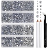 image:imageBEADSLAND Hotfix Rhinestones 6080PCS AB Rhinestones for Clothes Crafts Mixed 6 Sizes with Wax Pencil and Tweezers Kit SS6SS30 Crystal ABCrystal