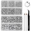 image:imageBeadsland 8300PCS Flatback Rhinestones Black Rhinestone Round Crystal Rhinestones for Crafts Mixed 10 Sizes with Wax Pencil and Tweezer Kit SS3SS30 Jet BlackSilver Hematite