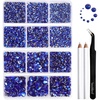 image:imageBeadsland 8300PCS Flatback Rhinestones Black Rhinestone Round Crystal Rhinestones for Crafts Mixed 10 Sizes with Wax Pencil and Tweezer Kit SS3SS30 Jet BlackSapphire