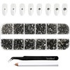 image:imageBeadsland Rhinestones for Makeup8 Sizes 2500pcs Red Flatback Rhinestones Eye Gems for Nails Crafts with Tweezers and Wax PencilSiamSS4SS30Black Diamond