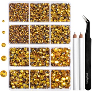 image:image6736pcs Hotfix Rhinestones FlatbackRoyal Blue Rhinestones for Crafts Clothes Mixed 5 Sizes Hotfix Crystals with Tweezers and Wax Pencil Kit SS6SS30SapphireTopaz
