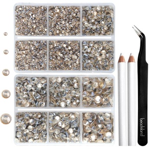 image:image6736pcs Hotfix Rhinestones FlatbackRoyal Blue Rhinestones for Crafts Clothes Mixed 5 Sizes Hotfix Crystals with Tweezers and Wax Pencil Kit SS6SS30SapphireGolden Shadow