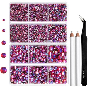 image:image6736pcs Hotfix Rhinestones FlatbackRoyal Blue Rhinestones for Crafts Clothes Mixed 5 Sizes Hotfix Crystals with Tweezers and Wax Pencil Kit SS6SS30SapphireSiam AB
