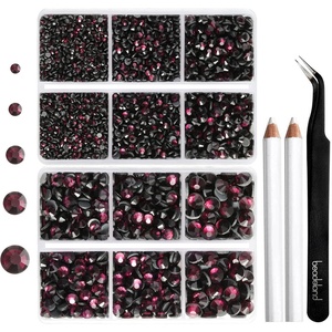 image:image6736pcs Hotfix Rhinestones FlatbackRoyal Blue Rhinestones for Crafts Clothes Mixed 5 Sizes Hotfix Crystals with Tweezers and Wax Pencil Kit SS6SS30SapphireAmethyst