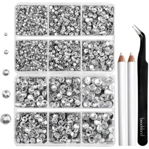 image:image6736pcs Hotfix Rhinestones FlatbackRoyal Blue Rhinestones for Crafts Clothes Mixed 5 Sizes Hotfix Crystals with Tweezers and Wax Pencil Kit SS6SS30SapphireCrystal