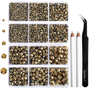 image:image6736pcs Hotfix Rhinestones FlatbackRoyal Blue Rhinestones for Crafts Clothes Mixed 5 Sizes Hotfix Crystals with Tweezers and Wax Pencil Kit SS6SS30SapphireAurum