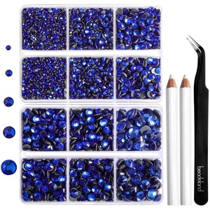 image:image6736pcs Hotfix Rhinestones FlatbackRoyal Blue Rhinestones for Crafts Clothes Mixed 5 Sizes Hotfix Crystals with Tweezers and Wax Pencil Kit SS6SS30SapphireSapphire
