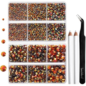 image:image6736pcs Hotfix Rhinestones FlatbackRoyal Blue Rhinestones for Crafts Clothes Mixed 5 Sizes Hotfix Crystals with Tweezers and Wax Pencil Kit SS6SS30SapphireHyacinth AB