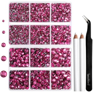 image:image6736pcs Hotfix Rhinestones FlatbackRoyal Blue Rhinestones for Crafts Clothes Mixed 5 Sizes Hotfix Crystals with Tweezers and Wax Pencil Kit SS6SS30SapphireRose