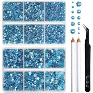 image:imageBEADSLAND Hotfix Rhinestones 6080PCS AB Rhinestones for Clothes Crafts Mixed 6 Sizes with Wax Pencil and Tweezers Kit SS6SS30 Crystal ABAquamarine
