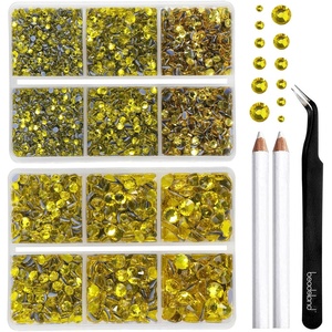 image:imageBEADSLAND Hotfix Rhinestones 6080PCS AB Rhinestones for Clothes Crafts Mixed 6 Sizes with Wax Pencil and Tweezers Kit SS6SS30 Crystal ABCitrine