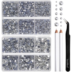 image:imageBEADSLAND Hotfix Rhinestones 6080PCS AB Rhinestones for Clothes Crafts Mixed 6 Sizes with Wax Pencil and Tweezers Kit SS6SS30 Crystal ABCrystal