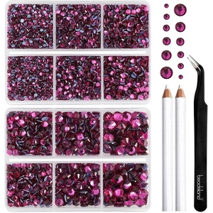 image:imageBEADSLAND Hotfix Rhinestones 6080PCS AB Rhinestones for Clothes Crafts Mixed 6 Sizes with Wax Pencil and Tweezers Kit SS6SS30 Crystal ABFuchsia