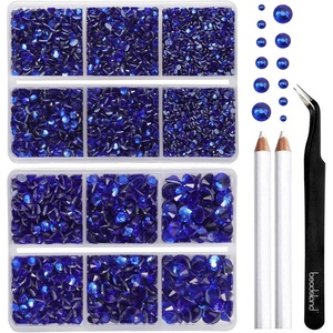 image:imageBEADSLAND Hotfix Rhinestones 6080PCS AB Rhinestones for Clothes Crafts Mixed 6 Sizes with Wax Pencil and Tweezers Kit SS6SS30 Crystal ABSapphire
