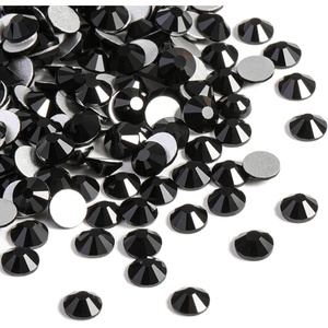 image:imageBeadsland 2880pcs Flat Back Crystal Rhinestones Round Gems for Nail Art and Craft Glue FixAquamarine ABSS102729mmBlack