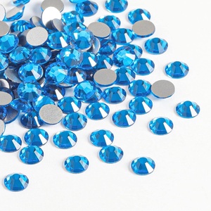 image:imageBeadsland 2880pcs Flat Back Crystal Rhinestones Round Gems for Nail Art and Craft Glue FixAquamarine ABSS102729mmCapri Blue
