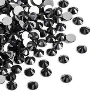 image:imageBeadsland 2880pcs Flat Back Crystal Rhinestones Round Gems for Nail Art and Craft Glue FixAquamarine ABSS102729mmJet Hematite