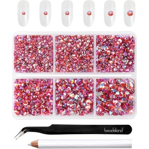 image:imageBeadsland 4300pcs Flatback RhinestonesOrange Rhinestone Nail Gems Round Crystal Rhinestones for CraftsMixed 6 Sizes with Picking Tweezers and Wax Pencil Kit SS6SS20HyacinthOrangeHyacinth AB