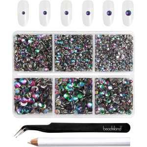 image:imageBeadsland 4300pcs Flatback RhinestonesOrange Rhinestone Nail Gems Round Crystal Rhinestones for CraftsMixed 6 Sizes with Picking Tweezers and Wax Pencil Kit SS6SS20HyacinthOrangeGreen Volcano