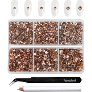 image:imageBeadsland 4300pcs Flatback RhinestonesOrange Rhinestone Nail Gems Round Crystal Rhinestones for CraftsMixed 6 Sizes with Picking Tweezers and Wax Pencil Kit SS6SS20HyacinthOrangeLight Peach