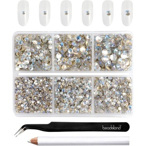image:imageBeadsland 4300pcs Flatback RhinestonesOrange Rhinestone Nail Gems Round Crystal Rhinestones for CraftsMixed 6 Sizes with Picking Tweezers and Wax Pencil Kit SS6SS20HyacinthOrangeBlue Moonlight