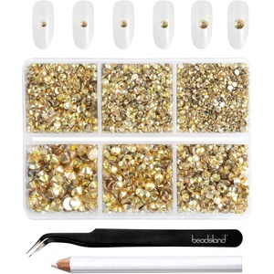 image:imageBeadsland 4300pcs Flatback RhinestonesOrange Rhinestone Nail Gems Round Crystal Rhinestones for CraftsMixed 6 Sizes with Picking Tweezers and Wax Pencil Kit SS6SS20HyacinthOrangeMetal Sunlight