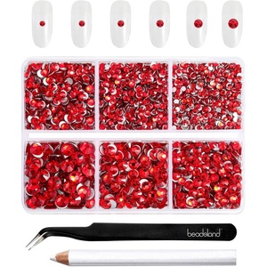 image:imageBeadsland 4300pcs Flatback RhinestonesOrange Rhinestone Nail Gems Round Crystal Rhinestones for CraftsMixed 6 Sizes with Picking Tweezers and Wax Pencil Kit SS6SS20HyacinthOrangeLight Siam