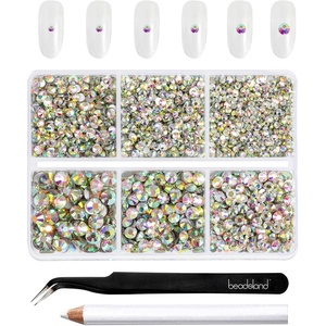 image:imageBeadsland 4300pcs Flatback RhinestonesOrange Rhinestone Nail Gems Round Crystal Rhinestones for CraftsMixed 6 Sizes with Picking Tweezers and Wax Pencil Kit SS6SS20HyacinthOrangeCrystalAB