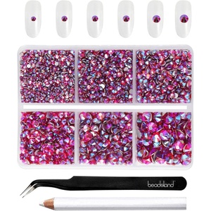 image:imageBeadsland 4300pcs Flatback RhinestonesOrange Rhinestone Nail Gems Round Crystal Rhinestones for CraftsMixed 6 Sizes with Picking Tweezers and Wax Pencil Kit SS6SS20HyacinthOrangeSiam AB