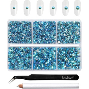 image:imageBeadsland 4300pcs Flatback RhinestonesOrange Rhinestone Nail Gems Round Crystal Rhinestones for CraftsMixed 6 Sizes with Picking Tweezers and Wax Pencil Kit SS6SS20HyacinthOrangeAquamarine AB