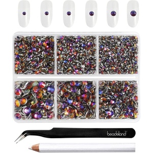 image:imageBeadsland 4300pcs Flatback RhinestonesOrange Rhinestone Nail Gems Round Crystal Rhinestones for CraftsMixed 6 Sizes with Picking Tweezers and Wax Pencil Kit SS6SS20HyacinthOrangeBlue Volcano
