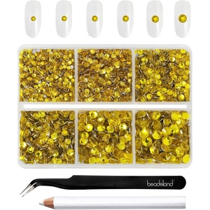image:imageBeadsland 4300pcs Flatback RhinestonesOrange Rhinestone Nail Gems Round Crystal Rhinestones for CraftsMixed 6 Sizes with Picking Tweezers and Wax Pencil Kit SS6SS20HyacinthOrangeCitrimeLemon Yellow