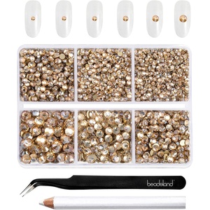 image:imageBeadsland 4300pcs Flatback RhinestonesOrange Rhinestone Nail Gems Round Crystal Rhinestones for CraftsMixed 6 Sizes with Picking Tweezers and Wax Pencil Kit SS6SS20HyacinthOrangeGolden Shadow
