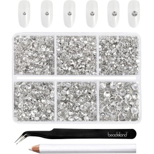 image:imageBeadsland 4300pcs Flatback RhinestonesOrange Rhinestone Nail Gems Round Crystal Rhinestones for CraftsMixed 6 Sizes with Picking Tweezers and Wax Pencil Kit SS6SS20HyacinthOrangeCrystal