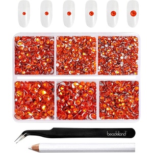 image:imageBeadsland 4300pcs Flatback RhinestonesOrange Rhinestone Nail Gems Round Crystal Rhinestones for CraftsMixed 6 Sizes with Picking Tweezers and Wax Pencil Kit SS6SS20HyacinthOrangeHyacinthOrange