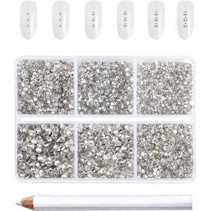 image:imageBeadsland 7200pcs Flatback RhinestonesSilver Rhinestone Nail Gems Round Crystal Rhinestones for CraftsMixed 6 Sizes with Wax Pencil Kit SS3SS10Silver Hematitecrystal