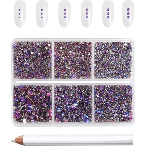 image:imageBeadsland 7200pcs Flatback RhinestonesSilver Rhinestone Nail Gems Round Crystal Rhinestones for CraftsMixed 6 Sizes with Wax Pencil Kit SS3SS10Silver HematitePurple Velvet