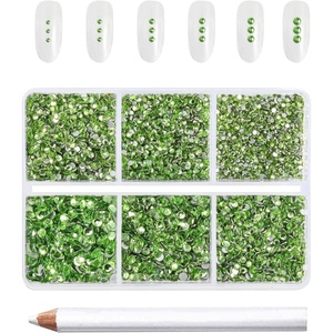 image:imageBeadsland 7200pcs Flatback RhinestonesSilver Rhinestone Nail Gems Round Crystal Rhinestones for CraftsMixed 6 Sizes with Wax Pencil Kit SS3SS10Silver HematiteLight Green