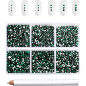 image:imageBeadsland 7200pcs Flatback RhinestonesSilver Rhinestone Nail Gems Round Crystal Rhinestones for CraftsMixed 6 Sizes with Wax Pencil Kit SS3SS10Silver HematiteEmerald