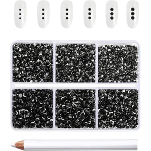 image:imageBeadsland 7200pcs Flatback RhinestonesSilver Rhinestone Nail Gems Round Crystal Rhinestones for CraftsMixed 6 Sizes with Wax Pencil Kit SS3SS10Silver HematiteBlack