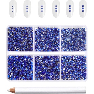 image:imageBeadsland 7200pcs Flatback RhinestonesSilver Rhinestone Nail Gems Round Crystal Rhinestones for CraftsMixed 6 Sizes with Wax Pencil Kit SS3SS10Silver HematiteSapphire
