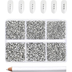 image:imageBeadsland 7200pcs Flatback RhinestonesSilver Rhinestone Nail Gems Round Crystal Rhinestones for CraftsMixed 6 Sizes with Wax Pencil Kit SS3SS10Silver HematiteSilver Hematite
