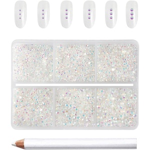 image:imageBeadsland 7200pcs Flatback RhinestonesSilver Rhinestone Nail Gems Round Crystal Rhinestones for CraftsMixed 6 Sizes with Wax Pencil Kit SS3SS10Silver HematiteTransparent AB