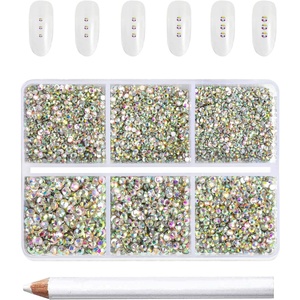 image:imageBeadsland 7200pcs Flatback RhinestonesSilver Rhinestone Nail Gems Round Crystal Rhinestones for CraftsMixed 6 Sizes with Wax Pencil Kit SS3SS10Silver Hematitecrystal AB