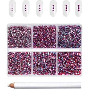 image:imageBeadsland 7200pcs Flatback RhinestonesSilver Rhinestone Nail Gems Round Crystal Rhinestones for CraftsMixed 6 Sizes with Wax Pencil Kit SS3SS10Silver HematiteLight Siam AB