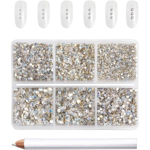 image:imageBeadsland 7200pcs Flatback RhinestonesSilver Rhinestone Nail Gems Round Crystal Rhinestones for CraftsMixed 6 Sizes with Wax Pencil Kit SS3SS10Silver HematiteBlue Moonlight
