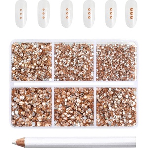 image:imageBeadsland 7200pcs Flatback RhinestonesSilver Rhinestone Nail Gems Round Crystal Rhinestones for CraftsMixed 6 Sizes with Wax Pencil Kit SS3SS10Silver HematiteLight Peach