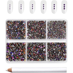 image:imageBeadsland 7200pcs Flatback RhinestonesSilver Rhinestone Nail Gems Round Crystal Rhinestones for CraftsMixed 6 Sizes with Wax Pencil Kit SS3SS10Silver HematiteBlue Volcano